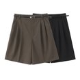 thumbnail image 2 of Pantalones cortos plisados con cinturón versátiles de moda de otoño para mujer de HH TRAF, pantalones cortos elegantes retro para uso diario en la calle de 2 colores, 2 of 4