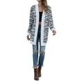 thumbnail image 3 of ZXSXSY Women Zebra Plaid Print Waterfall Neck Mid Length Long Sleeves Cardigan, 3 of 6