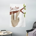 thumbnail image 1 of Sloth Tapestry, Cartoon Style Australian Wildlife Mammal on Tree Branch Slow and Steady Phrase, Wall Hanging for Bedroom Living Room Dorm Decor, 40W X 60L Inches, Tan Chesnut Brown, by Ambesonne, 1 of 2