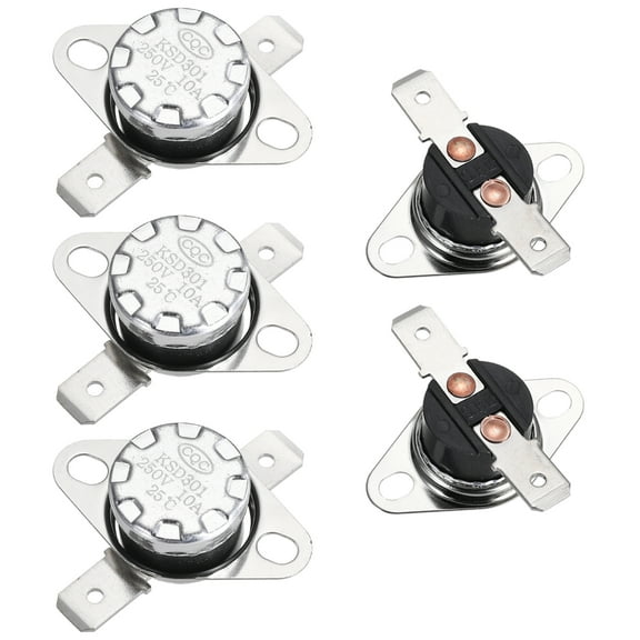 5PCS Temperature Control Switch Thermostat 25°C 10A N.C 6.3mm Pin