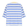 thumbnail image 4 of Women's 3/4 Sleeve Tops 2026 Trendy Striped Color Block Crew Neck Shirts Dressy Casual Loose Fit Basic Blouses, 4 of 4