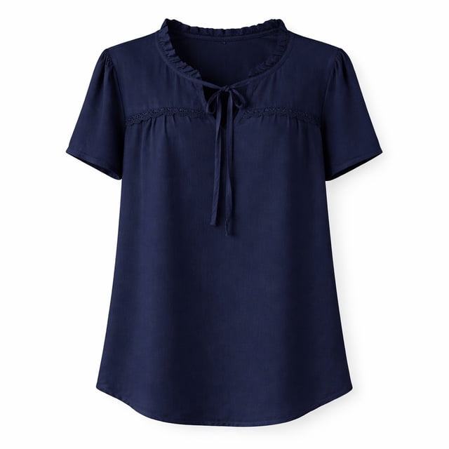 Blusa George para Mujer, Manga Corta Marino Talla Ch