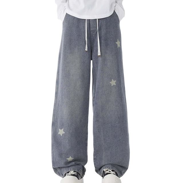 Jean pour Homme Coupe Ample Style de Rue Jambe Droite Confort Maximisé et Longueur Prolongée pour un Usage Quotidien Décontracté