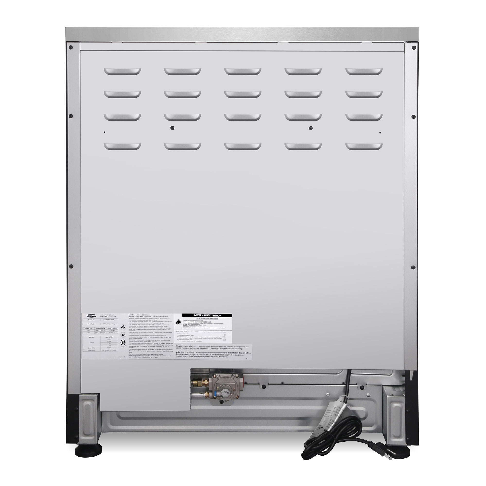 Cosmo 30 in. Lumin Collection 4.8 cu. ft. Gas Range with 4 Sealed Gas Burners and Convection Oven in Stainless Steel