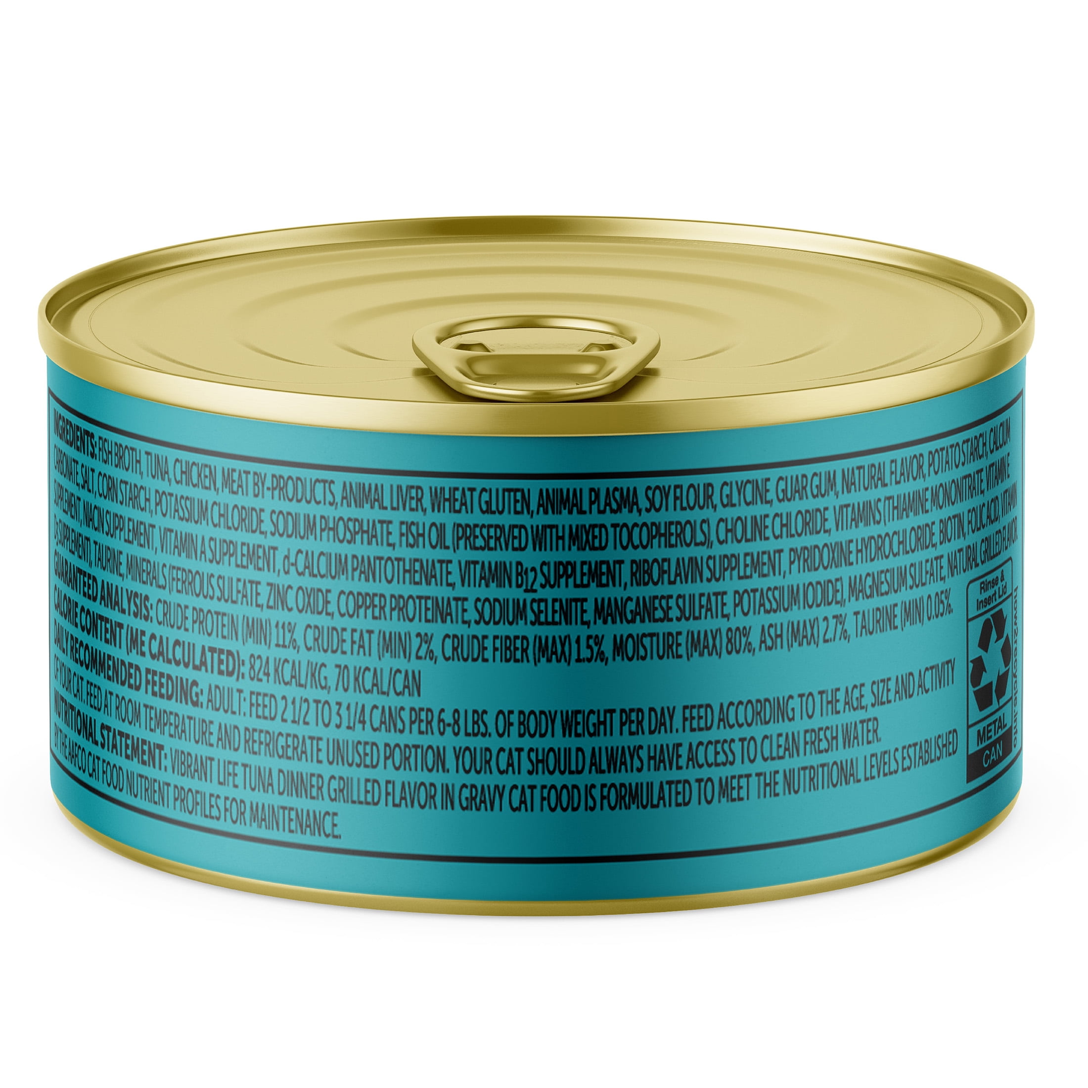 (6 pack) Vibrant Life Tuna Dinner Grilled Cuts in Gravy Wet Cat Food, 3 oz Can