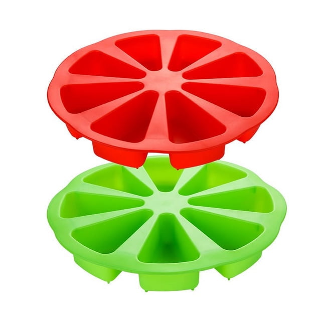 Juego de 2 moldes de silicona para tartas, moldes de silicona para hornear, moldes redondos para tartas, moldes de silicona para pizza para pan de maíz, brownies, magdalenas (rojo y verde)