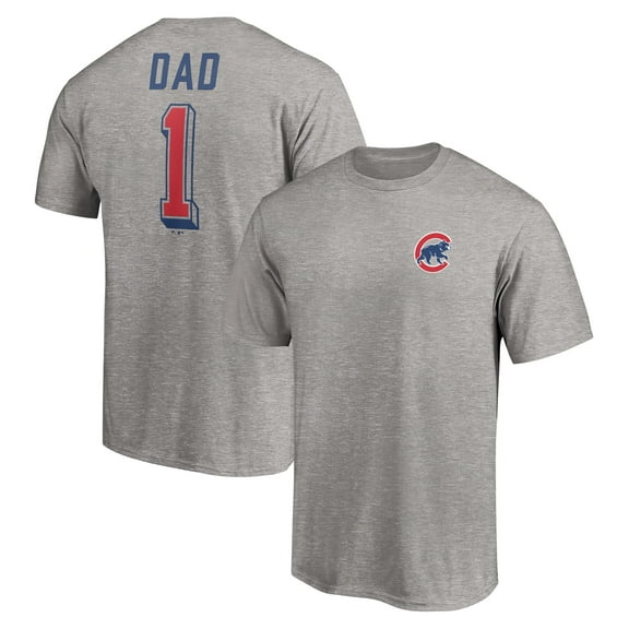 Men's Heather Gray Chicago Cubs Number One Dad T-Shirt