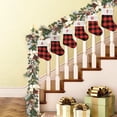 thumbnail image 2 of Xiao Hua medias navideñas con monograma de 8,66 pulgadas, rojas y negras, personalizadas con cuadros de búfalo y letras bordadas, iniciales para decoración de chimenea navideña, H, 2 of 4