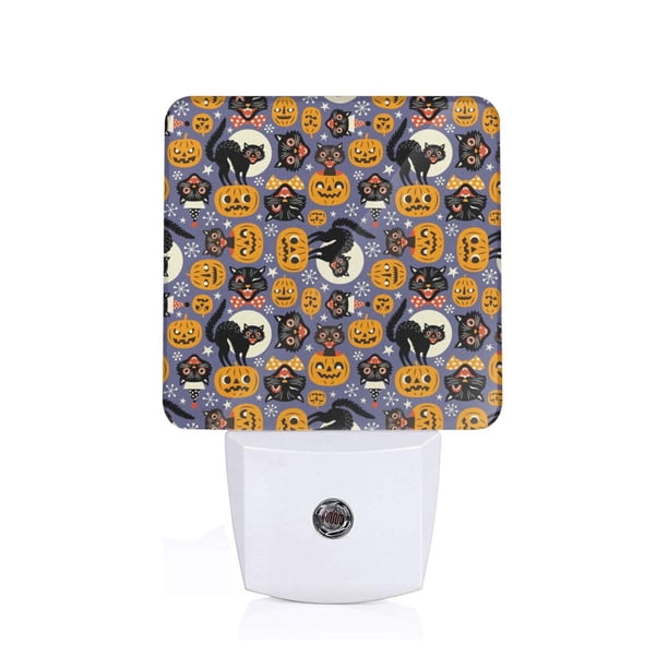 Balery Spooky Cats And Halloween Pumpkins Luz Nocturna LED con Sensor Automático, Enchufe con Sensor Crepuscular, Luz Suave de 0.5W para Dormitorio, Pasillo, Baño-US