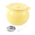 thumbnail image 3 of CoudarTitie Ceramic Container with Strainer Organizer Condiment Kitchen Canister Frying Oil 800ml Yellow, 3 of 9