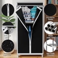 thumbnail image 6 of Portable Closet Organizers and Storage with Hanging & Folding Sections, Space-Saving Wardrobe Closet Organizer, Full-Cover Dustproof Hanging Clothing Rack for Bedroom, Apartment, Dorm, Black, 6 of 11