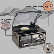 LoopTone Vinyl Record Player Turntable with Bluetooth, CD, Tape, Radio, USB Recorder, Stereo Home System