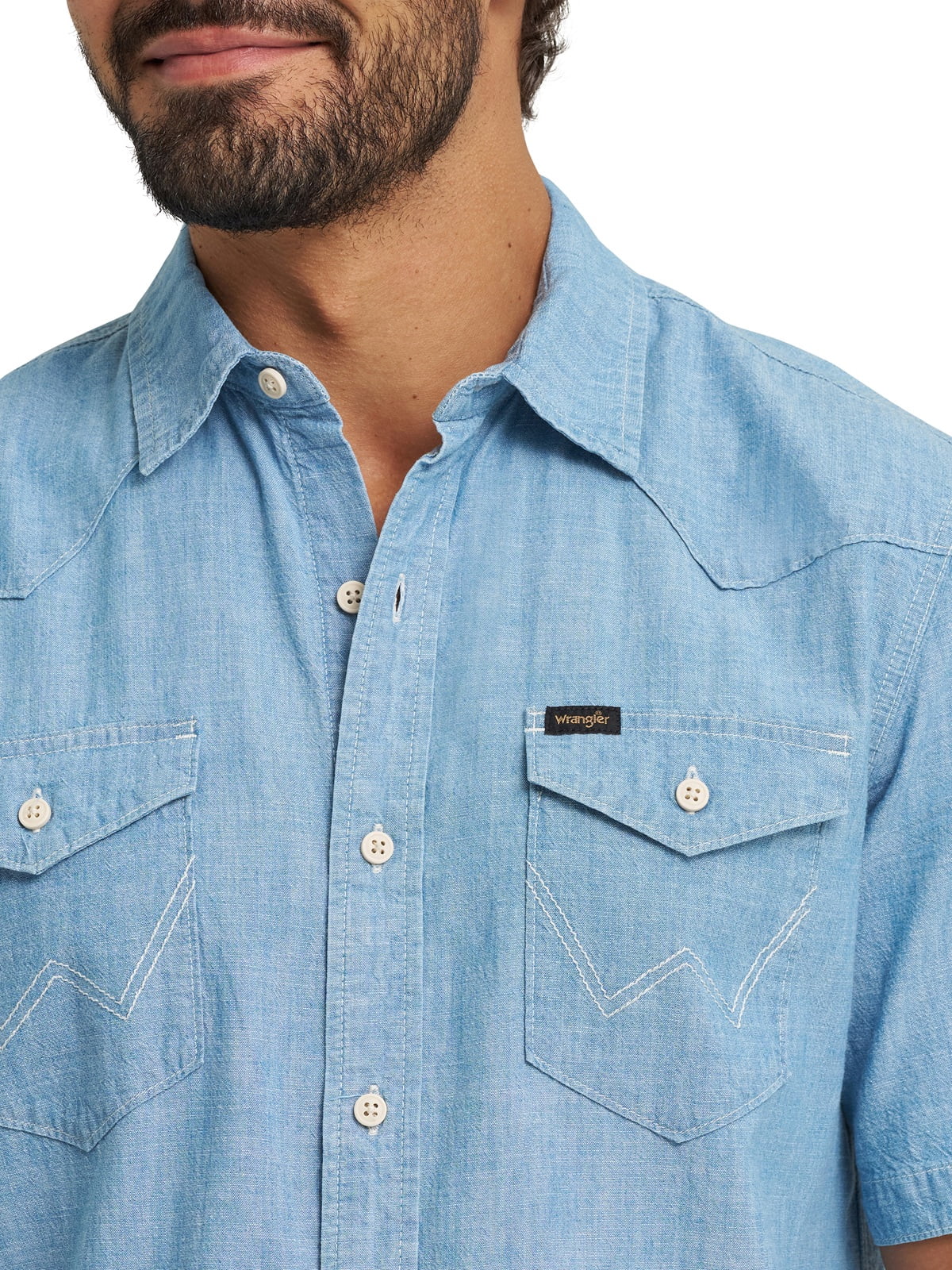 Wrangler® Men's Short Sleeve Denim Chambray Shirt