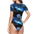 thumbnail image 4 of Easygdp Blue Viper Snake Women's One-Piece Swimsuit Slim Fit Crew Neck Bodysuit Athletic Swimwear with Concealed Buckle - Large, 4 of 9