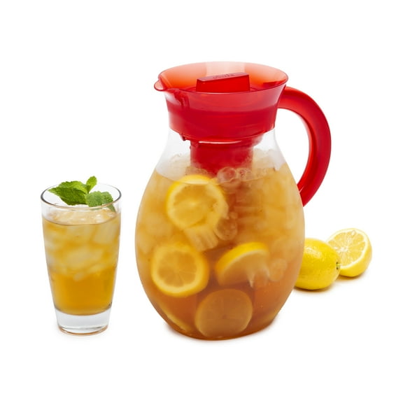 Primula The Big Iced Tea Large Capacity Beverage Pitcher, 1 Gallon, Red