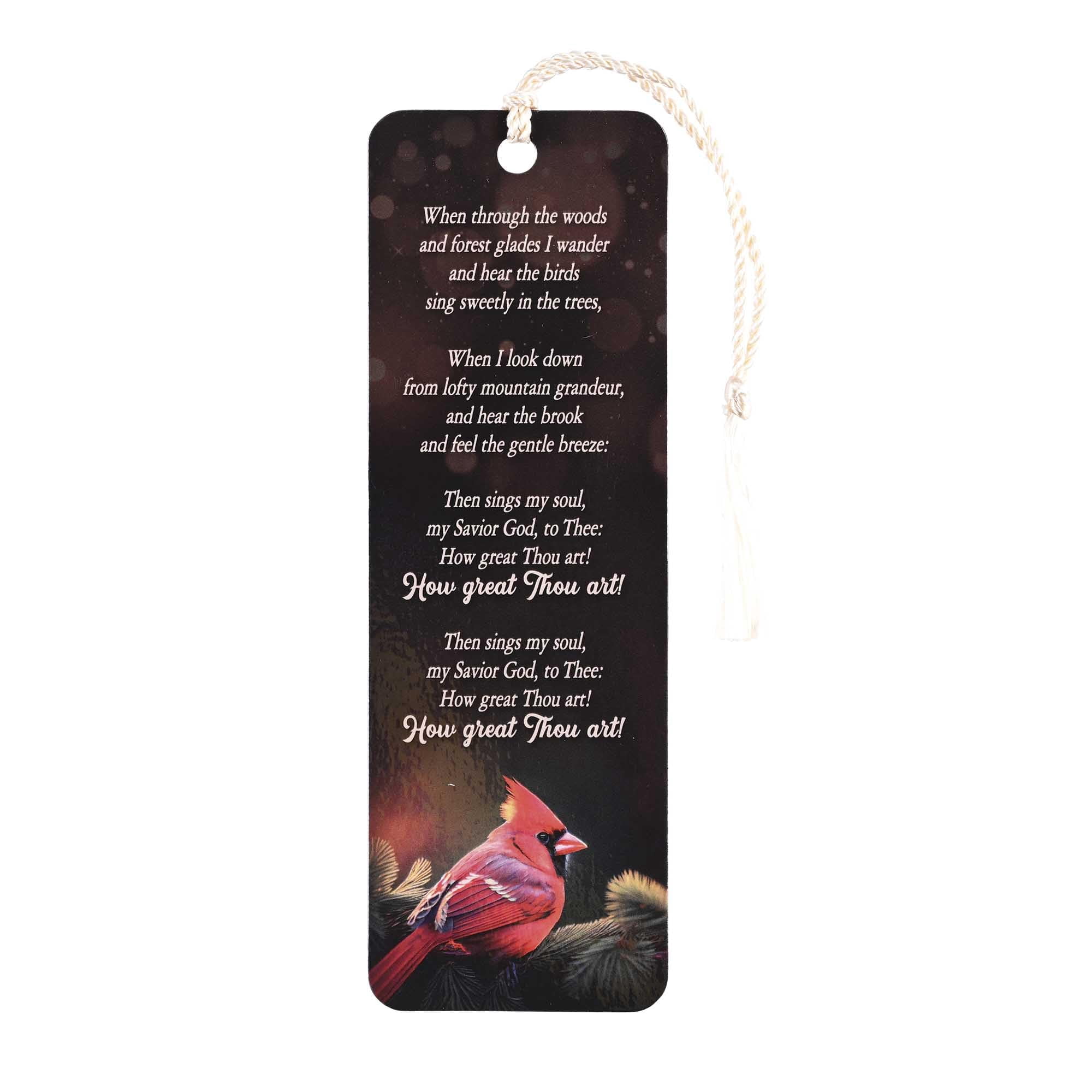Dicksons Cardinal - How Great Thou Art, Black/Red 6 x 2 Inch Laminated Cardstock Tassel Bookmark; Pack of 12