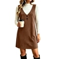 thumbnail image 3 of Liuinsasek Fall Dress for Women Fashion Sleeveless Suede V-Neck Simple and Classic Short Dress with Pockets Daily Casual Warm Outfits, 3 of 10