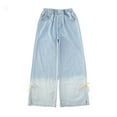 thumbnail image 3 of Teens Jeans Girls Bow Jeans Girls Straight Leg Wide Leg Girls Pants High Waisted Baggy Jeans Girls Casual Size 13-14 Years Girls Pants, 3 of 9