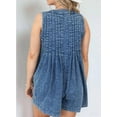 thumbnail image 2 of Women'S Sleeveless V Neck Shorts Denim Romper Tie Front Ruffle Jean Short Overall with Pocket Dark Blue L, 2 of 4