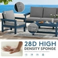 thumbnail image 5 of JUSTLET 2 Pieces HDPE Patio Furniture Set, Outdoor Patio Conversation Sets with Thick Cushion, 3-Seater Couch, 1 Coffee Table for Balcony, Backyard, Poolside,Porch, Navy Frame with Grey Cushion, 5 of 8
