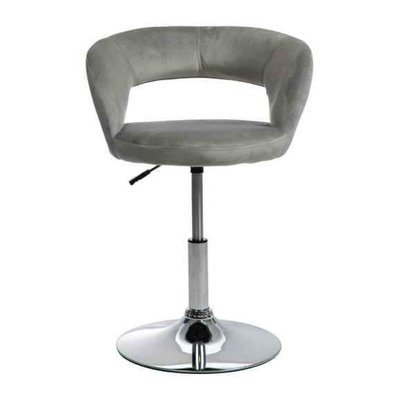 Impressions Vanity Giselle Contemporary Swivel Makeup Vanity Chair with Adjustable Height (Cool Grey Velvet)