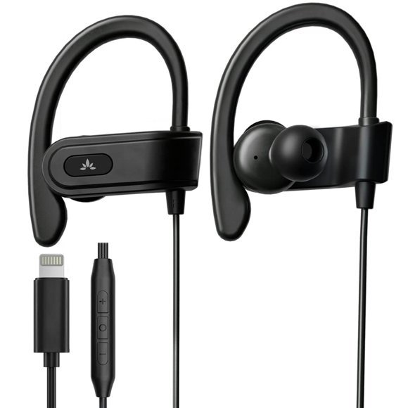 Avantree L171 - Lightning Wired Earbuds with Microphone & in-Line Volume Control, Compatible with Older iPhone 11, 12, 13, 14 Models, MFi Certified Headphones with Ear H