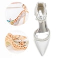 thumbnail image 4 of Women's Pumps High Heel 8CM Rhinestones Pearls Ankle Strap Wedding Shoes for Bride Prom Party, 4 of 7