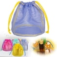 thumbnail image 2 of Color Block Mesh Drawstring Bag, Breathable Portable Wash Pouch, Lightweight Storage Handbag, Large Capacity Cosmetic Organizer, Quick Dry Mesh Sack, Multicolor Travel Carry Bag, 2 of 7