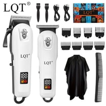 LQT Professional Hair Clippers for Men Cordless - Hair Trimmer, Beard Trimmer and T-Edger with 8 Guide Combs, Brush - Ultimate Men's Grooming Kit