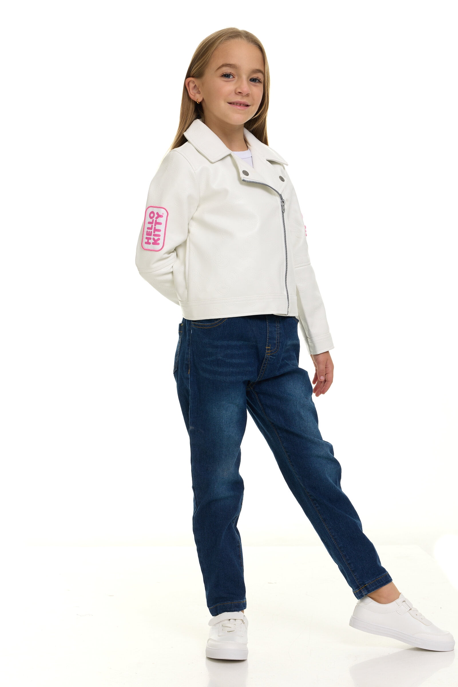 Hello Kitty Faux Leather Moto Jacket Metallic Little Kid to Big Kid
