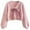 Pink, variant on Women's Winter Loose Knit Bow Sweater Coat in Soft Velvet for Casual and Warmth