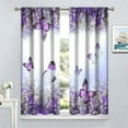 thumbnail image 4 of Purple Flower Butterfly Curtains,Spring Botanical Floral Fantasy Nature Landscape Printed Curtains for Bedroom Living Room Kitchen Drapes 42x54 Inch, 4 of 6