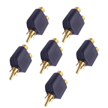 RCAs Splitter Pack Of 6 Male to Two Female Adapter for Home Entertainment