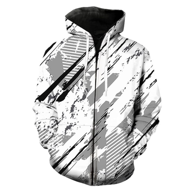 3D Printed Color Block Hoodies For Men Colorful Graphic Sweatshirts Autumn Casual Oversized Hooded Long Sleeve Zipper Pullovers