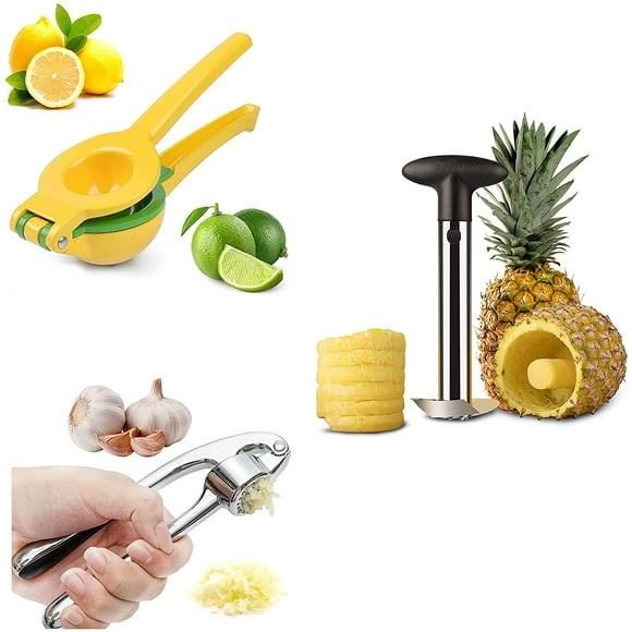 Home Plus Kitchen Pro Set - Lemon Squeezer - Garlic Press - Pineapple Corer