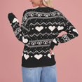 thumbnail image 5 of VISALY Heart Sweater Heart Sweater with Bow Ribbed Pullover Sweaters Lightweight Sweaters Comfy Sweaters Cotton Sweaters Trendy Sweater Dressy Tops Oversized Sweater Black Xl, 5 of 5