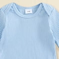 thumbnail image 6 of YDFCWXW Baby Girl Clothes Spring Solid Color Long Sleeve Ribbed Bodysuit Romper Pants Set (Blue, 0-3 Months), 6 of 6