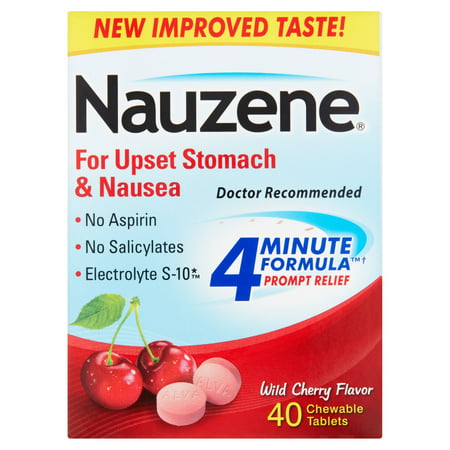 Nauzene For Upset Stomach & Nausea Wild Cherry Flavor Chewable Tablets - 40 (Best Cure For Upset Stomach Nausea)