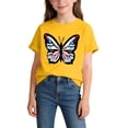 thumbnail image 2 of Afuyipoi Girls Cotton T-shirts,Short Sleeved Butterfly Printed Round Neck Summer Casual Tees Yellow 4-6 T, 2 of 5
