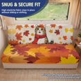thumbnail image 2 of Uourmeti Autumn Cat Maple Leaf Easy Installation Stretch RV Sofa Bed Cover Compatible with Travel Trailer, 2 Piece RV Dinette Cushion Covers, 2 of 5