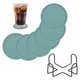 thumbnail image 1 of Juego de 6 Posavasos Redondos con Soporte, Antideslizante, Resistente al Calor, Azul Claro, 1 of 7