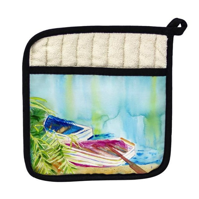 Betsy Drake PT809 Watercolor Rowboats Pot Holder