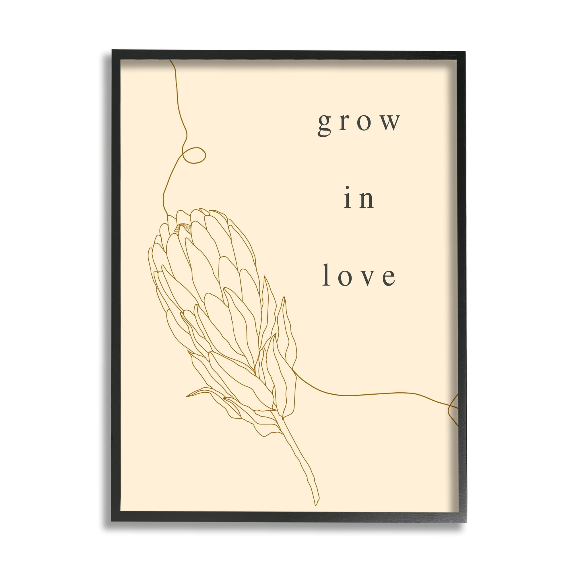 Stupell Industries Grow In Love Quote Plant Blossom Line Drawing Framed Wall Art, 16 x 20, Design by Lil' Rue