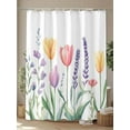 thumbnail image 4 of Shower Curtain Wildflower Shower Curtains for Bathroom, Waterproof Polyester Shower Curtain Set with Hooks, Extra Long 72" x 78" Colorful Floral Leaves, 4 of 6