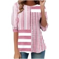 thumbnail image 7 of Zysthvn Plus Size Summer Tops for Women Tunic Casual 3/4 Sleeve Striped Women Shirt Loose Fit Lightweight Crew Neck, 7 of 7