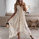 thumbnail image 1 of Vestido Largo Vestido largo bohemio de encaje para mujer Vestido suelto de verano con hombros descubiertos (Beige XXL) Cgtredaw Para estrenar, 1 of 6