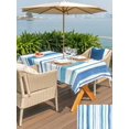 thumbnail image 5 of Outdoor Tablecloth with Umbrella Hole for Patio/Picnic/Party/Camping, Blue Teal Striped Waterproof Table Cloth Rectangle Table Cover Washable, Farmhouse Stripes Modern Art (52"x 70"), 5 of 8