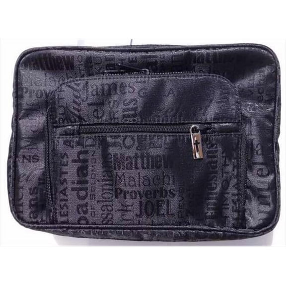 White Dove Designs 109178 Bi Cover Books Of The Bible Jacquard With Organizer & Study Kit Xlg Black