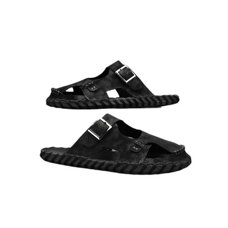 

Daeful Men Slide Sandal Slip On Beach Sandals Closed Toe Mules Men s Lightweight Nonslip Cutout Clogs Black 7.5
