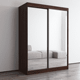 thumbnail image 2 of Aria 2 Door 59" Wide Modern High Gloss Wardrobe Armoire, Wenge Body with All Mirror Fronts, 2 of 5